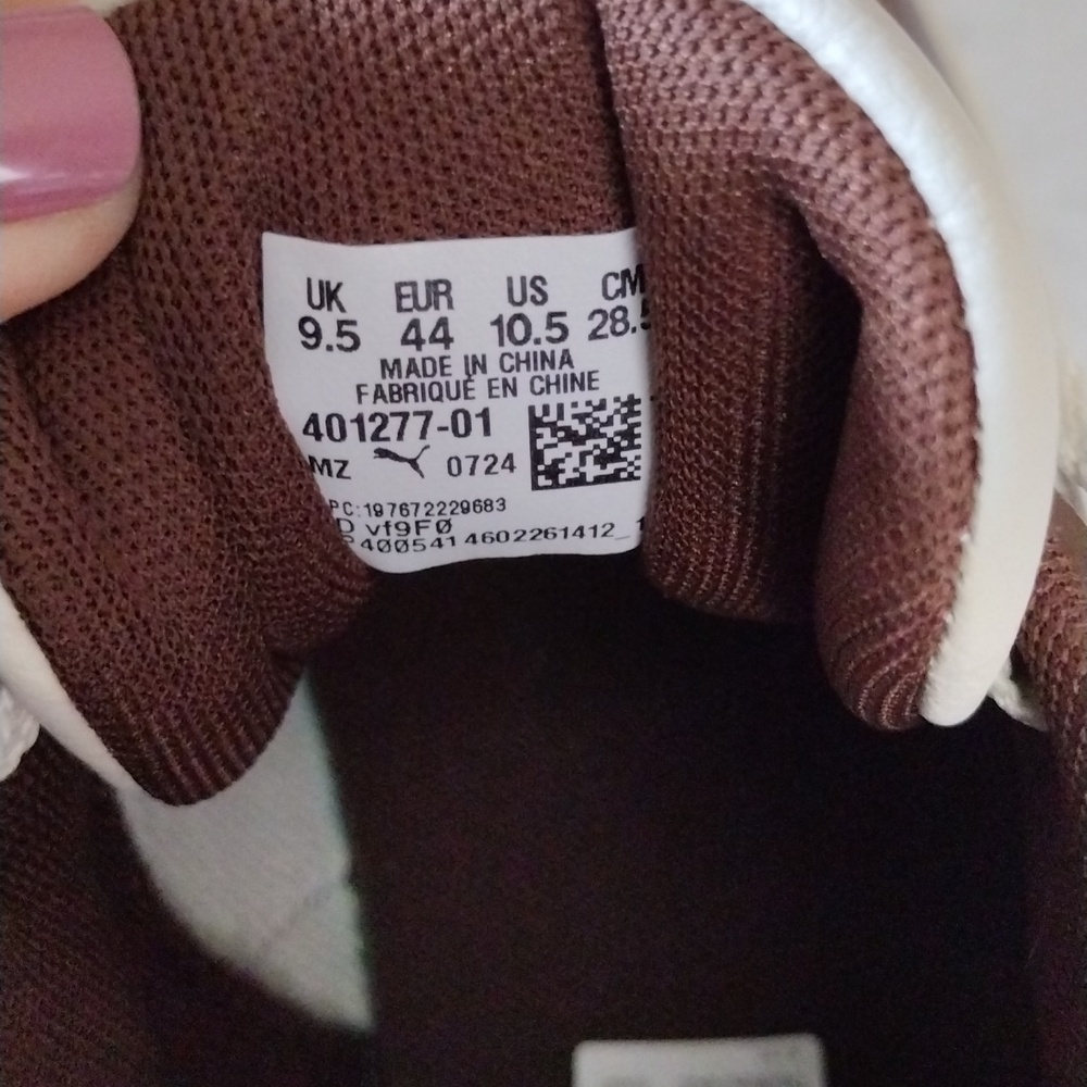 Puma Brown and Cream Herringbone Low-Top Sneakers - Picture 6 of 9